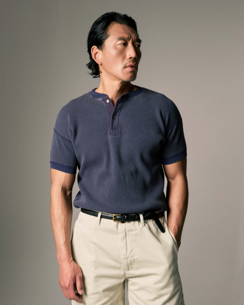 Оригинальный термо-трикотаж Henley Navy