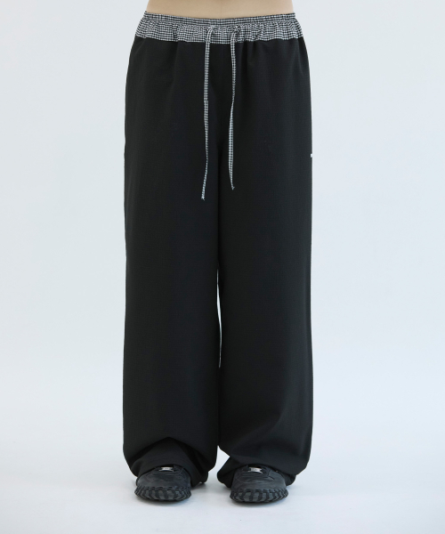 Домашние брюки в клетку с логотипом (Black)