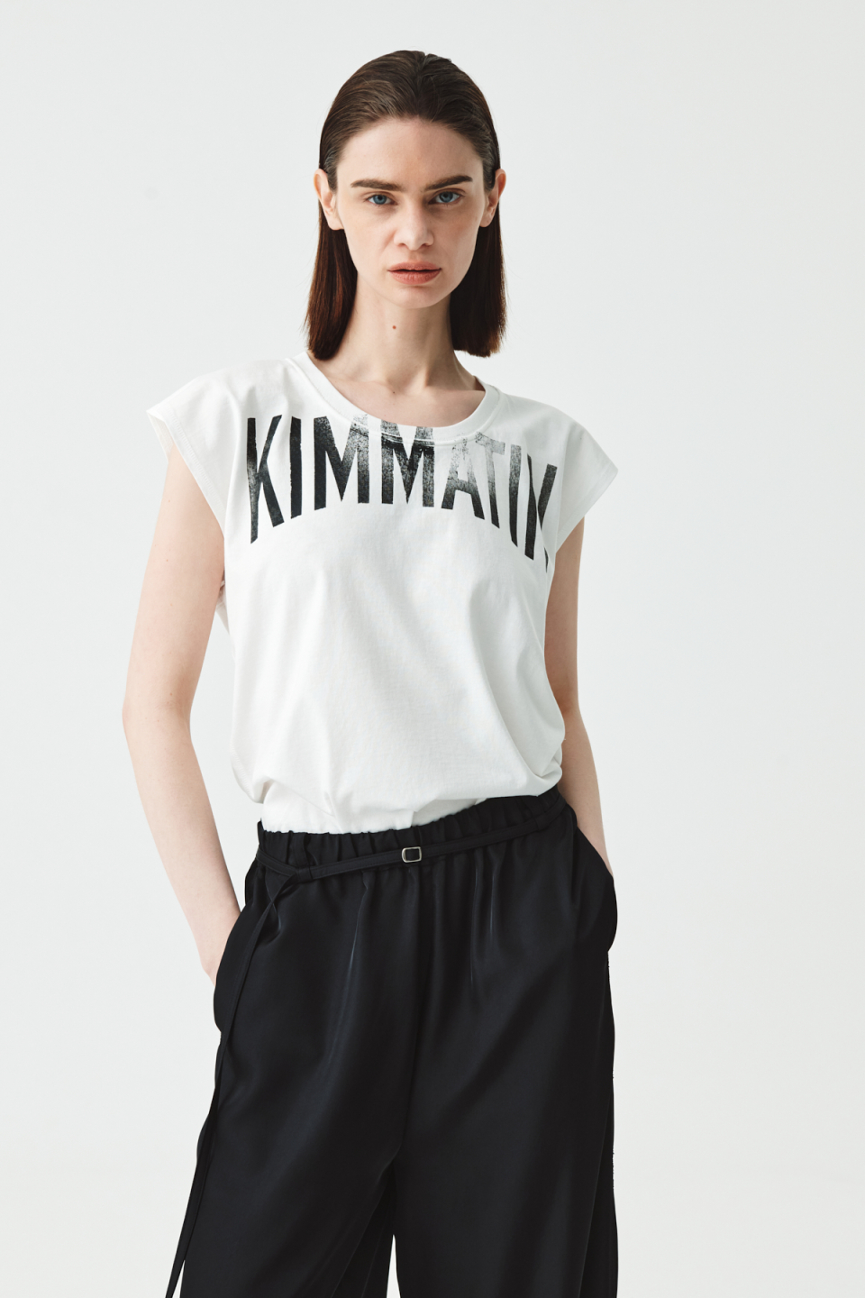 MATIN KIM ■ BIG LOGO SLEEVELESS TOP MUSINSA | MATIN KIM [KIMMATIN] BIG LOGO SLEEVELESS TOP IN WHITE