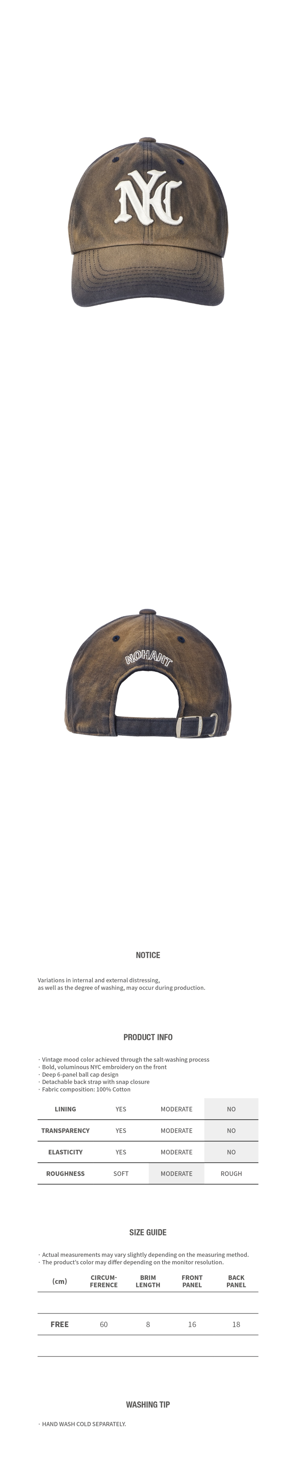MUSINSA | NOHANT NYC SALT WASHING BALL CAP NAVY