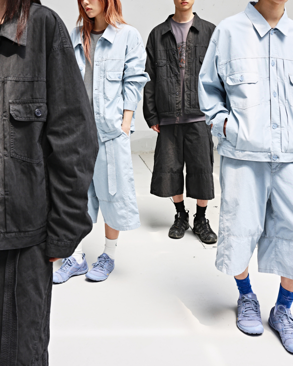 MUSINSA | 999HUMANITY Belted Bermuda Dying Pants (Sky)