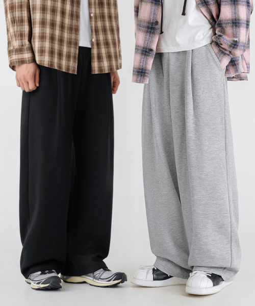 DEEP ONE-TUCK WIDE DAILY SWEAT PANTS_3COLOR
