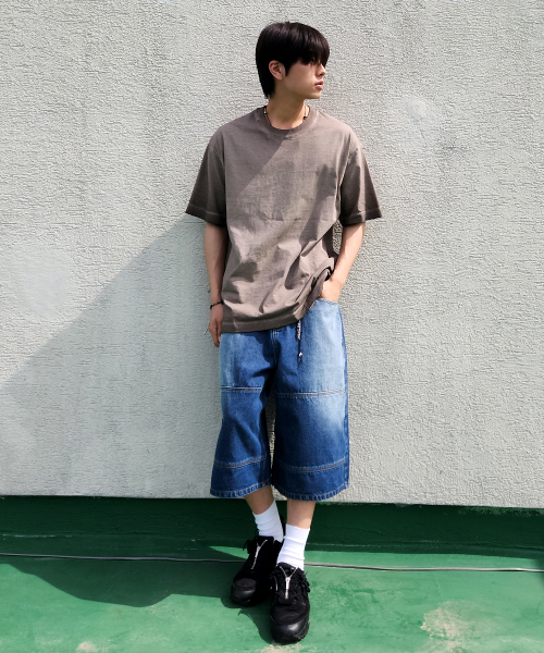 CUT LINE DENIM BERMUDA PANTS_BLUE