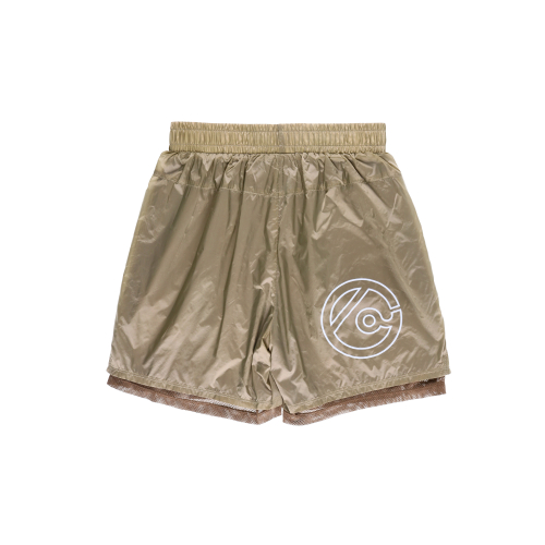 OPAQUE MESH LAYERED SHORT PANTS BEIGE