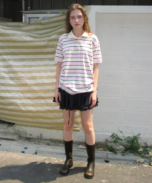 Bold Stripe Half Sleeve PK Shirt (Pink)