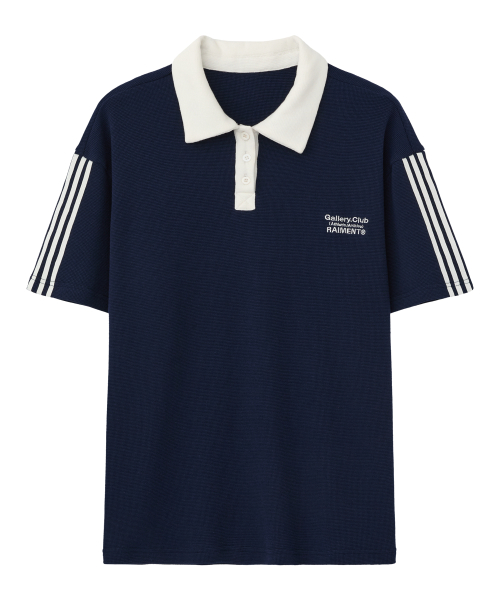 Вафельное поло с коротким рукавом Essential Navy