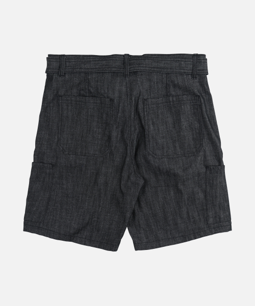 BELTED DENIM SHORTS _ BLACK