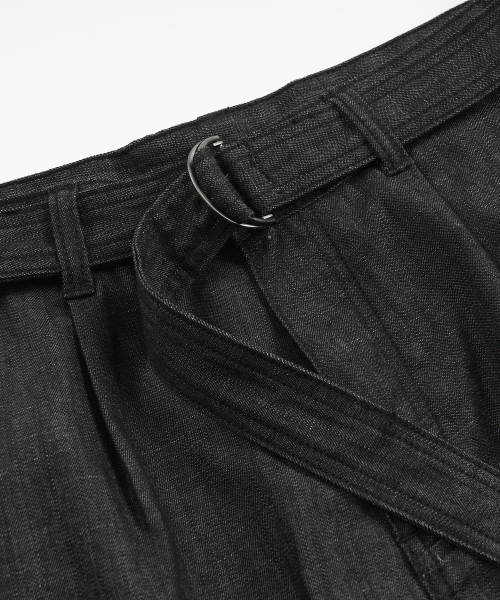 BELTED DENIM SHORTS _ BLACK