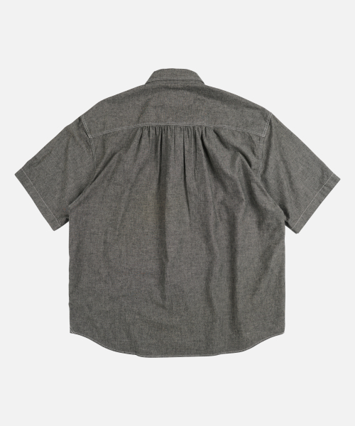 CHAMBRAY WORK HALF SHIRT _ BLACK