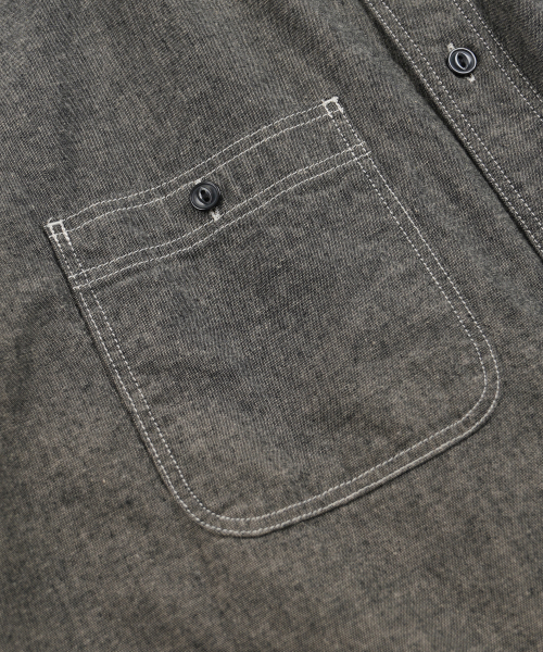 CHAMBRAY WORK HALF SHIRT _ BLACK