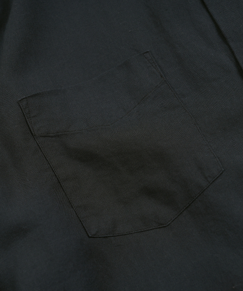 TENCEL LINEN OPEN COLLAR SHIRT _ CHARCOAL