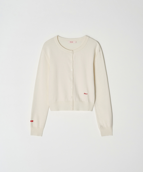 Bella круглый вырез вязаный кардиган - Ivory