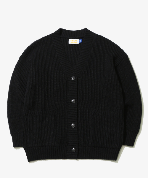 Wool Over Bulky Knit Cardigan_Black