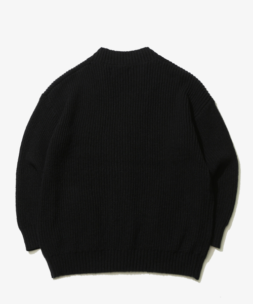 Wool Over Bulky Knit Cardigan_Black