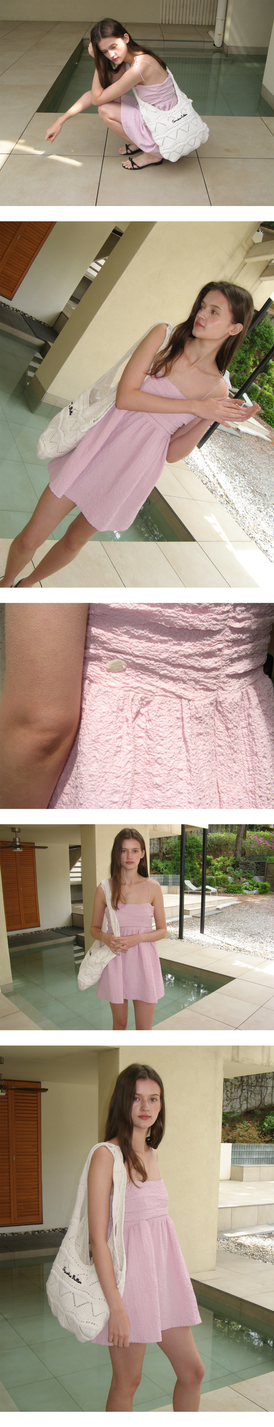 썸웨어버터(SOMEWHEREBUTTER) Rony Shirring Mini Dress - Pink