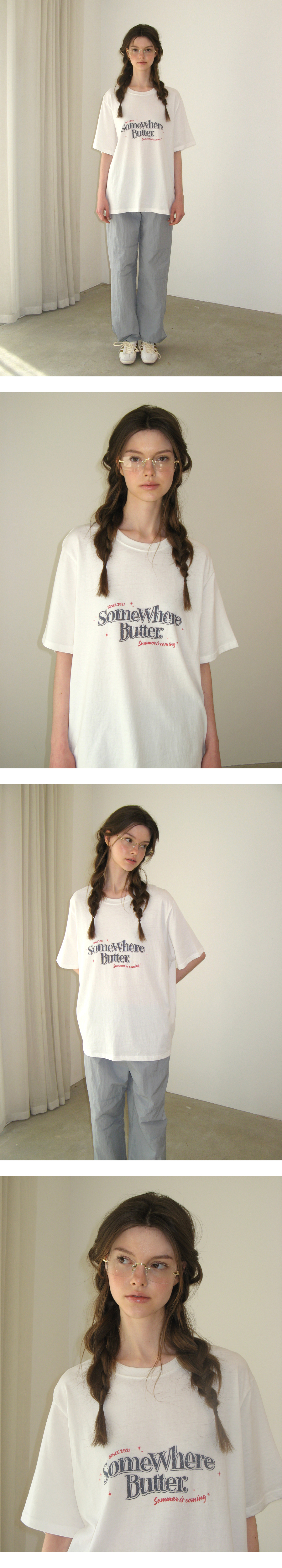 MUSINSA | SOMEWHEREBUTTER Shine Wave Logo Over-fit Top - Ivory
