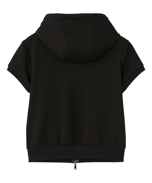(W) Womens Rivet Two-Way Half Hooded Zip-Up_BLACK