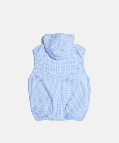 (W) FD Check Hood Vest Sky Blue