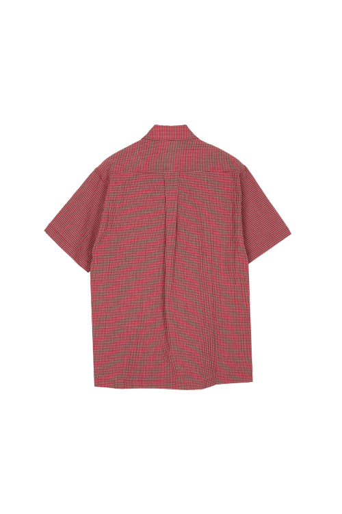 Mini Label Check Half Shirt - Red