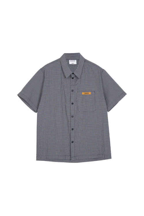 Mini Label Check Half Shirt - Blue