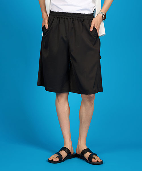 MEN cooling cooling bermuda carpenter banding pocket half shorts[BLACK]