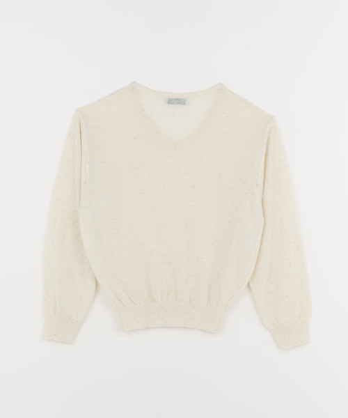 Оверсайз лонгслив V из льна Beige