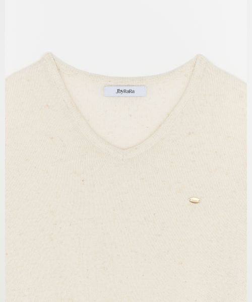 Оверсайз лонгслив V из льна Beige