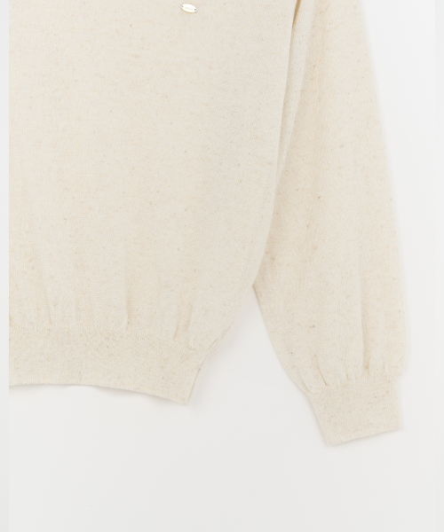 Оверсайз лонгслив V из льна Beige