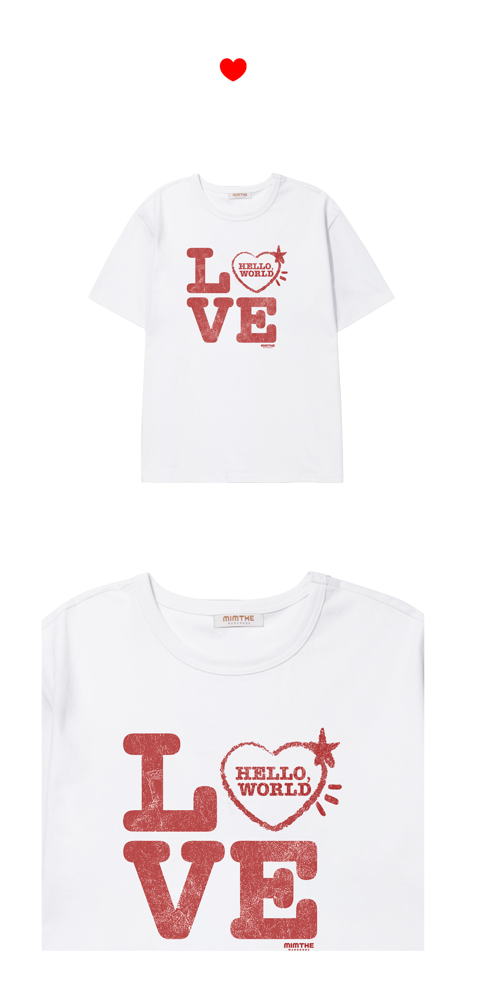 MUSINSA公式 | MIMTHEWARDROBE DEAR WORLD LOVE T-SHIRT_WHITE/RED