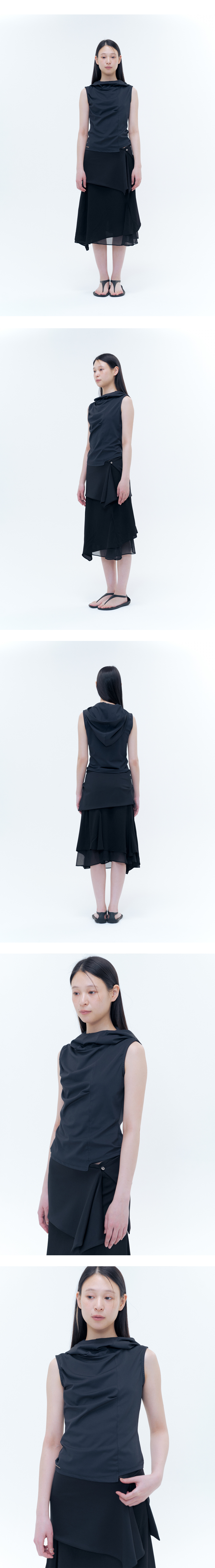 미세키서울(MISEKI SEOUL) Cowl neck pintuck sleeveless BLACK