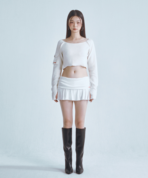 Pocket Crop Knit Ivory