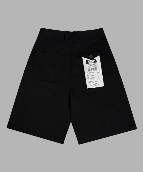 Receipt Pin-Tuck Bermuda Pants Black