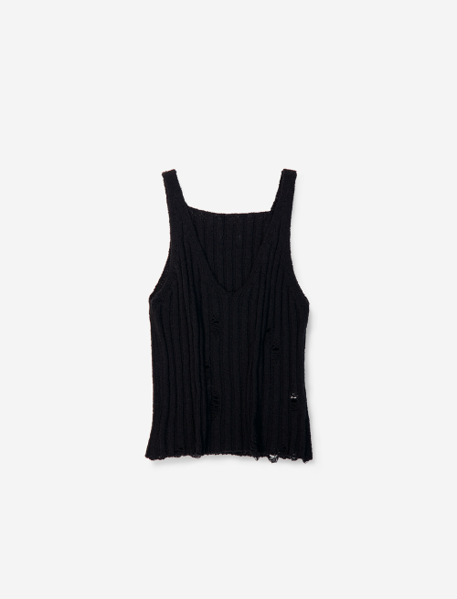 Bask Damaged Sleeveless Black