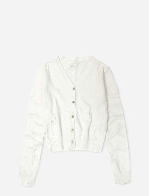 Bask Damaged Cardigan Ivory