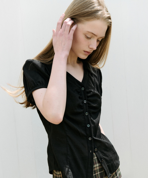 SLIM COLLAR BLOUSE BLACK