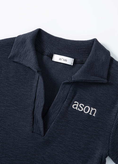 HALF IVY COLLAR TEE / NAVY