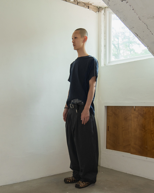 Herringbone pleat pants / Charcoal