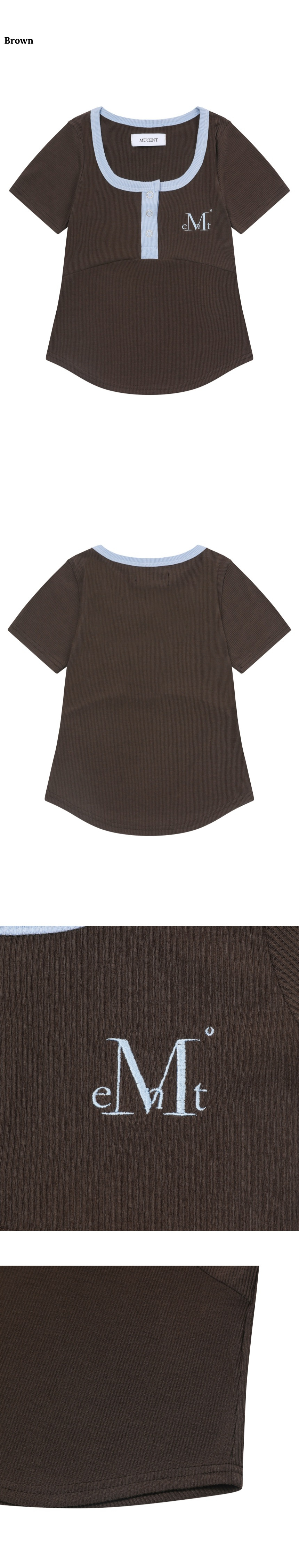 【MUCENT】25ss COLOR-POP BUTTON CROP HALF T-SHIRT MUSINSA | MUCENT Color Pop Color Block Button Crop Golji