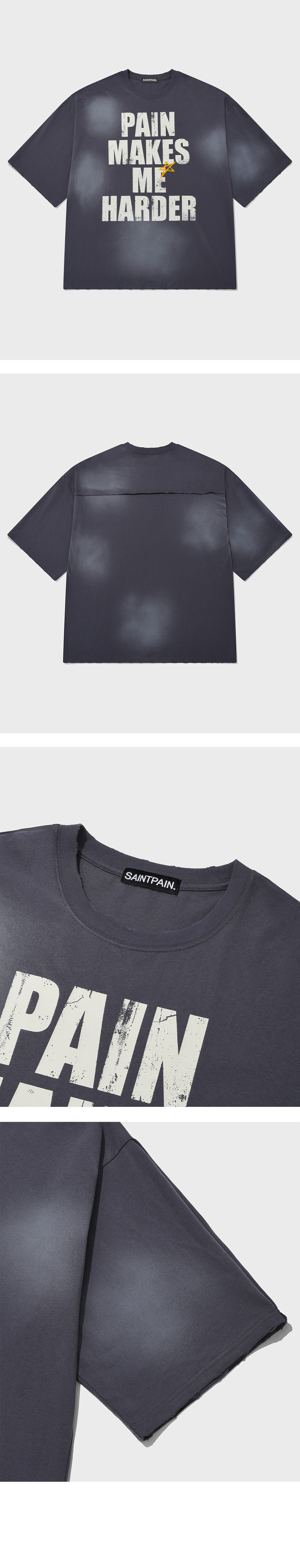 Tシャツ・カットソー [SAINTPAIN] SP X TS WASH AWAY THE PAIN T SHIRT MUSINSA | SAINTPAIN SP Washing Cut 7-part T-shirt Dark Grey