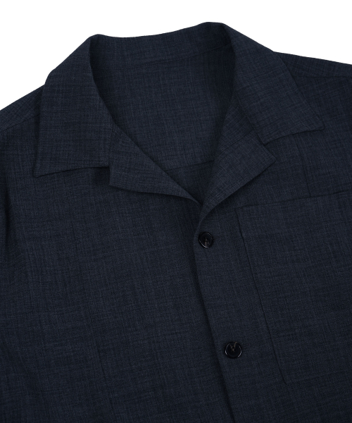 Легкая рубашка с открытым воротником и коротким рукавом - Dark Navy