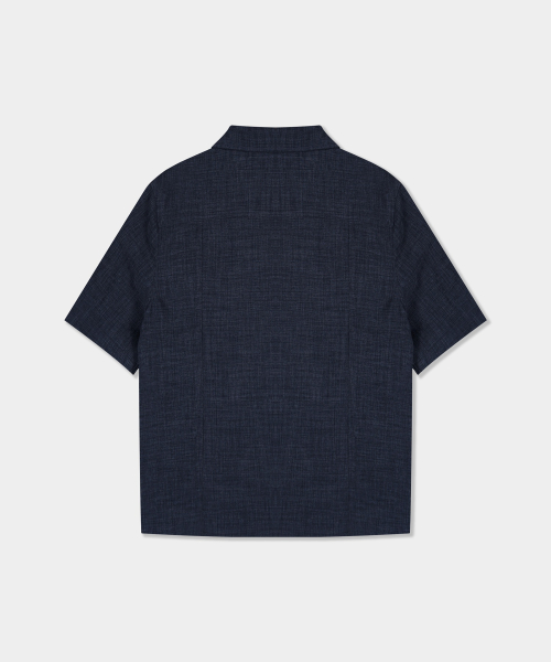 Легкая рубашка с открытым воротником и коротким рукавом - Dark Navy