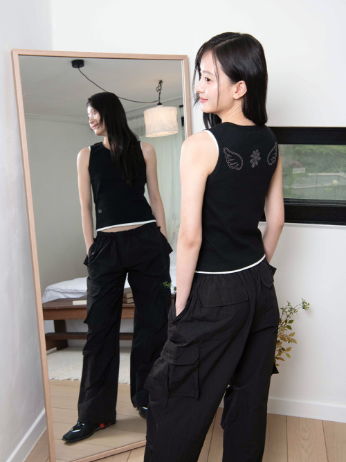 ANGEL LOGO SLEEVELESS, BLACK
