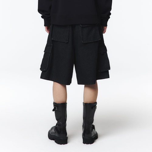 Джинсовые капри унисекс с карманами (Black)_5LD2621