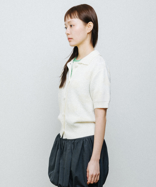 PIXEL KNIT CARDIGAN ivory