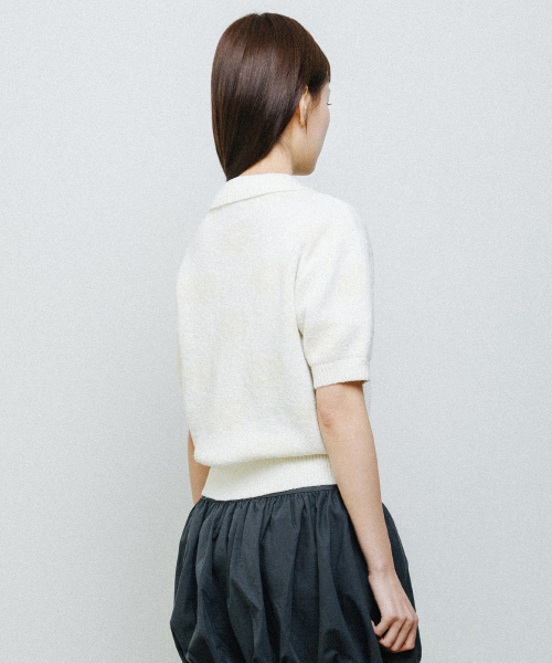 PIXEL KNIT CARDIGAN ivory