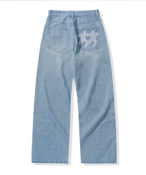 (Женские) легкие широкие джинсы Washed Blue