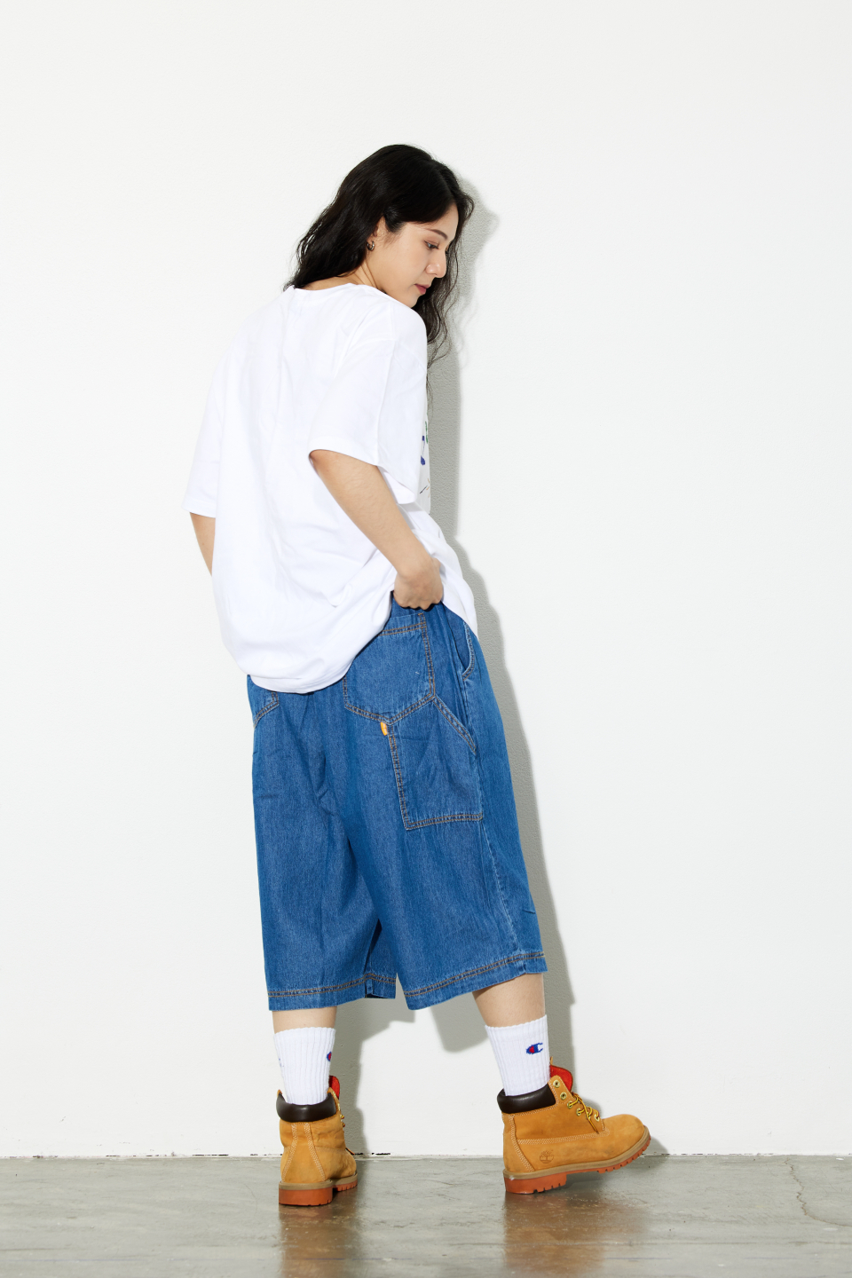 【BAON】[unisex] Patch Carpender Banding Bermuda Denim PT MUSINSA | PHILIPPAKER JC Carpenter Bermuda Banding Denim