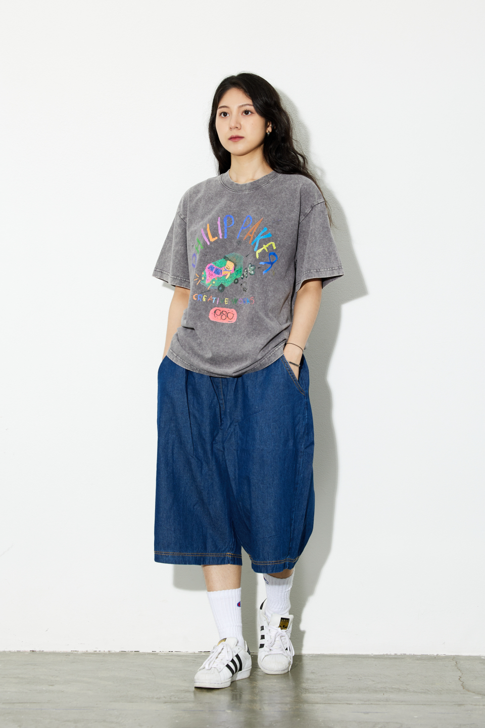 【BAON】[unisex] Patch Carpender Banding Bermuda Denim PT MUSINSA | PHILIPPAKER JC Carpenter Bermuda Banding Denim