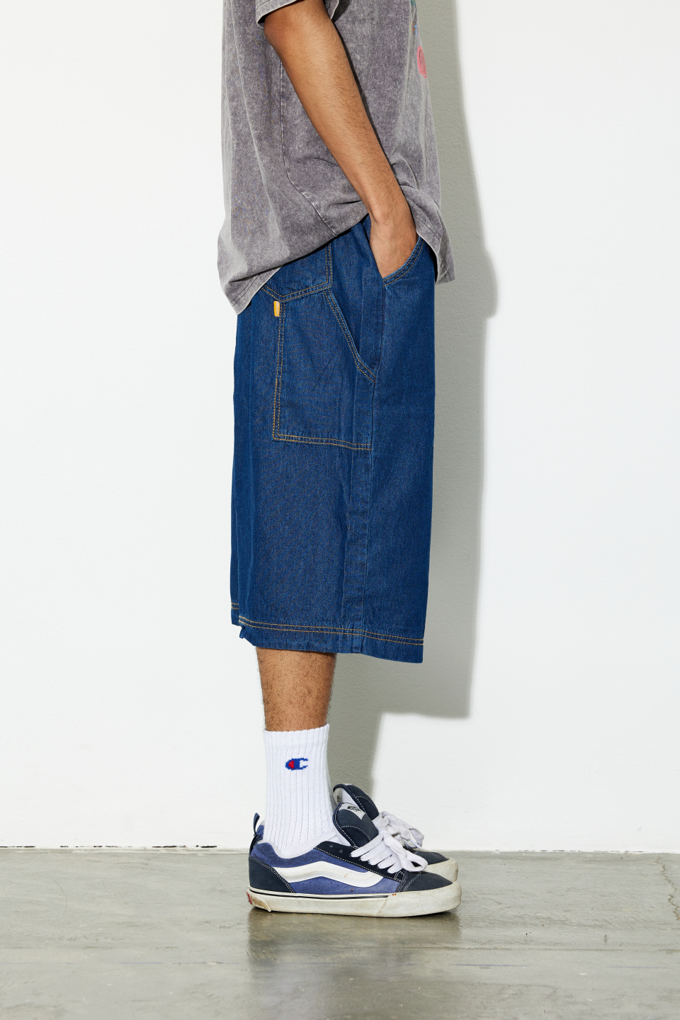 ハーフ・ショートパンツ IONSEOUL Grunning Vintage Damage Bermuda Pants JE1161 MUSINSA | PHILIPPAKER JC Carpenter Bermuda Banding Denim