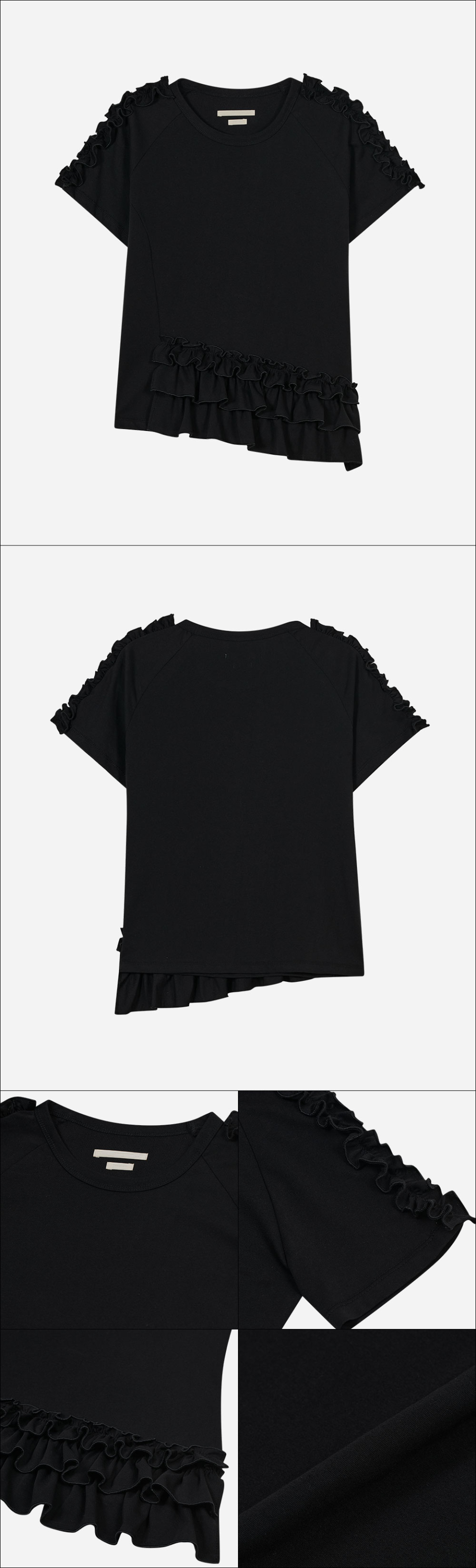 TYPESERVICE ♥ Asymmetrical Ruffle Trim Raglan Top MUSINSA | TYPESERVICE Asymmetrical Ruffle Trim Raglan Top